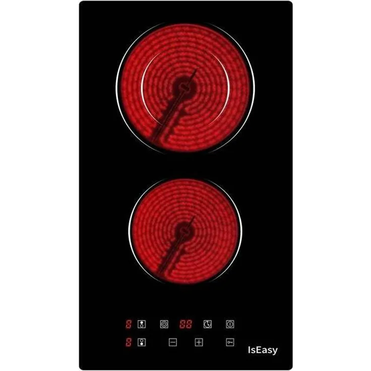 IsEasy LT2V-15, Zwei-Zonen-Keramik-Elektroherd mit 9 Leistungsstufen und Sicherheitsmerkmale, touch-betrieben