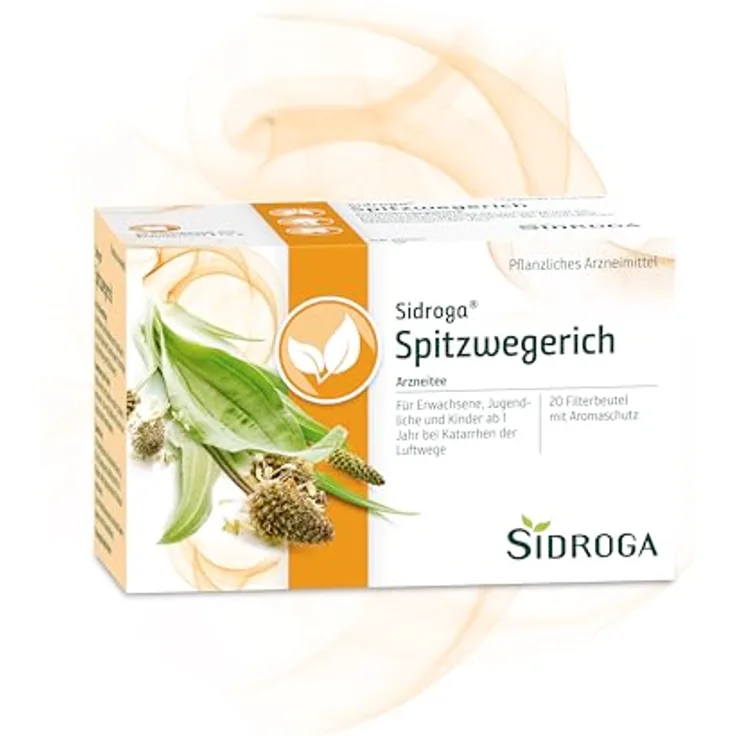 Sidroga Spitzwegerich Tee, Filterbeutel 20x1,4 g zur Linderung von Katarrhen der Luftwege