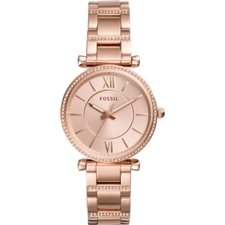 Fossil Damenuhr Carlie ES4301, Quarzwerk, 35mm Roségold Edelstahlgehäuse mit Edelstahlarmband, wasserfest bis 30m – Bild 1