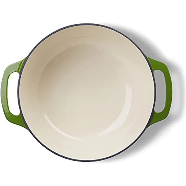 Amazon Basics Rund Schmortopf aus emailliertem Gusseisen, mit Deckel, 7 L, Grün – Bild 3