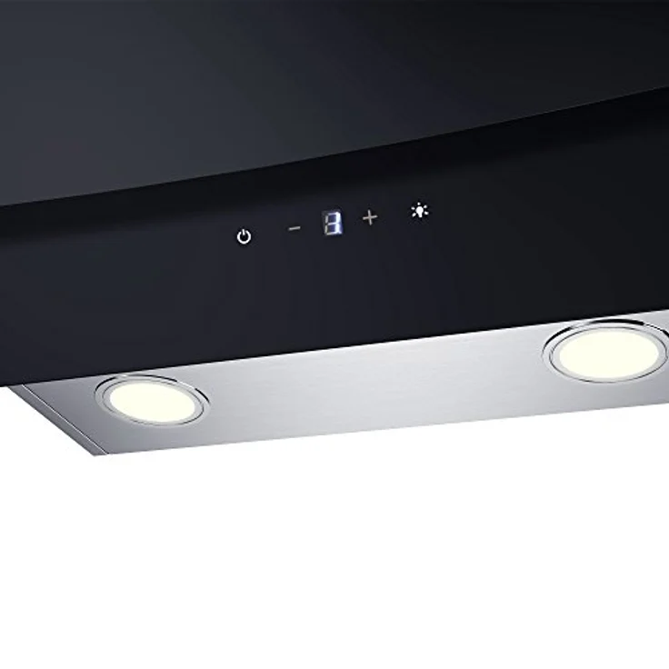 VIESTA DH600XE kopffreie Dunstabzugshaube 60cm 320W inkl. Aktivkohlefilter für Abluft & Umluft, Edelstahl-Schwarzglas Kopffreihaube Wandhaube mit Touch Control in LED – Bild 4