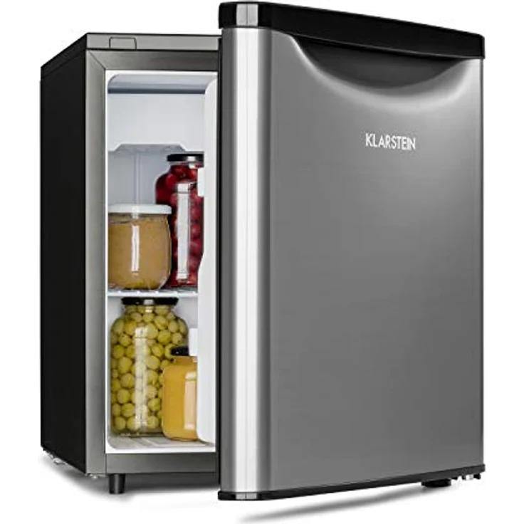 Klarstein Yummy - Minikühlschrank mit Gefrierfach, 47 L, leise (41 dB), schwarz/silber – Bild 1