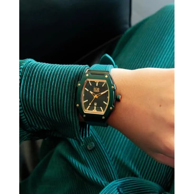 ICE-WATCH Watch 023996, Analog-Uhr mit Kalenderfunktion, leuchtenden Zeigern und Zahlen - Grün/ Gold – Bild 5