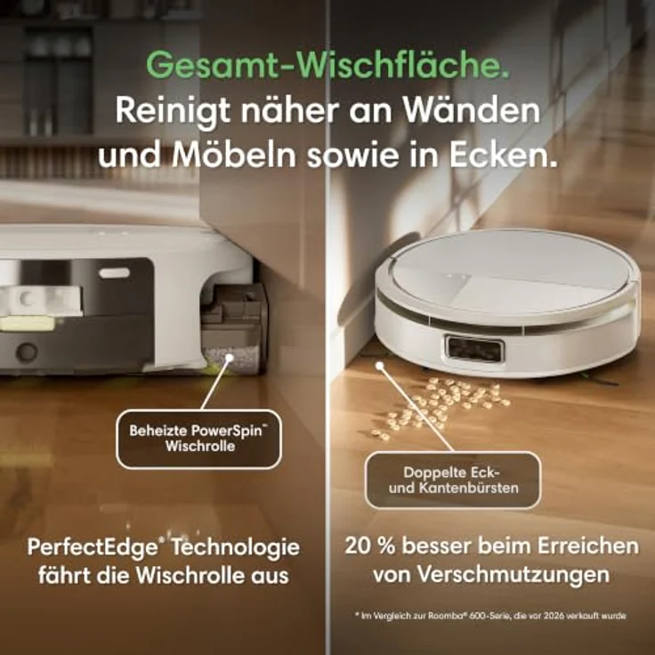 iRobot Roomba Max 775 Combo Roboter, Beutellos, AutoWash Dock, 30.000 Pascal Saugkraft, Gyroskop, Weiß – Bild 3