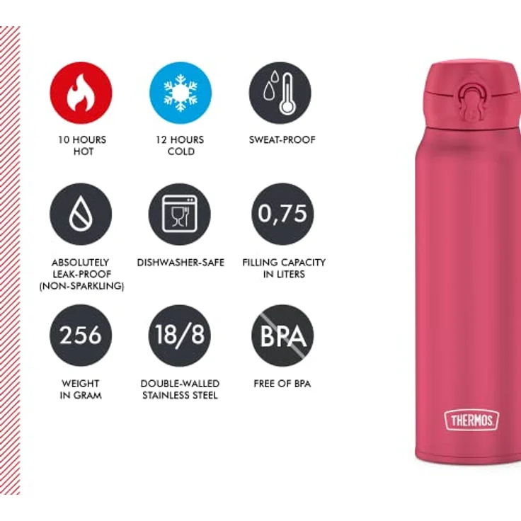 ULTRALIGHT BOTTLE deep pink mat 0,75l – Bild 4