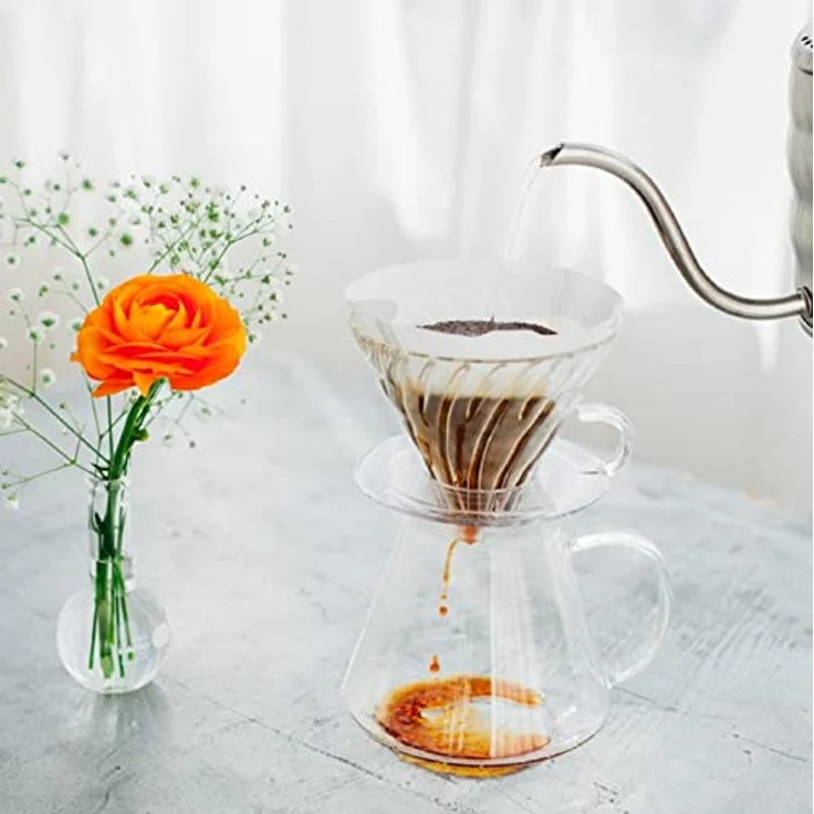 Hario V60 Glass Brewing Kit – Set Glastropfer + Server + Filter, Zubehör Kaffeemaschinen, Transparent – Bild 2