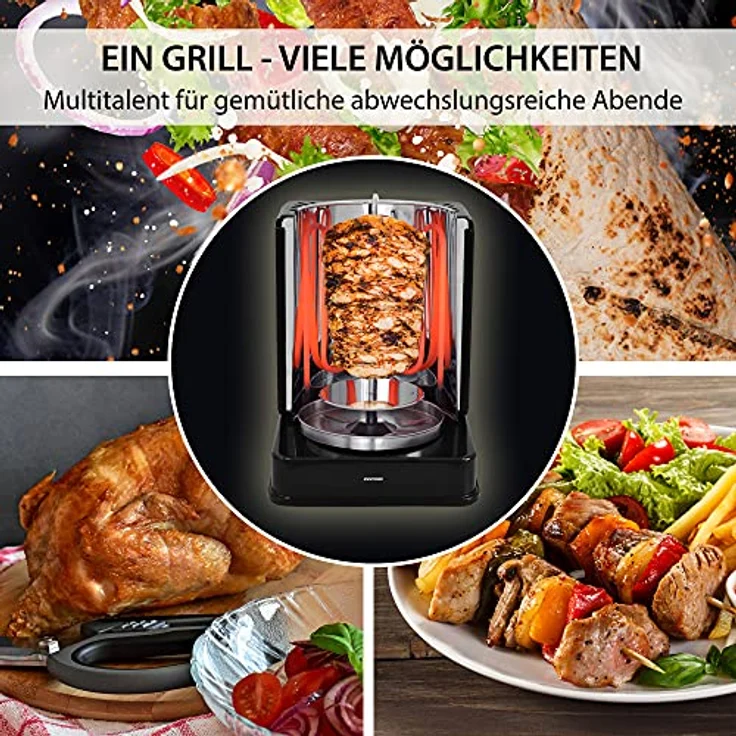 Syntrox Döner & Kebab Grill Bilbao mit Zubehör, schwarz – Bild 3
