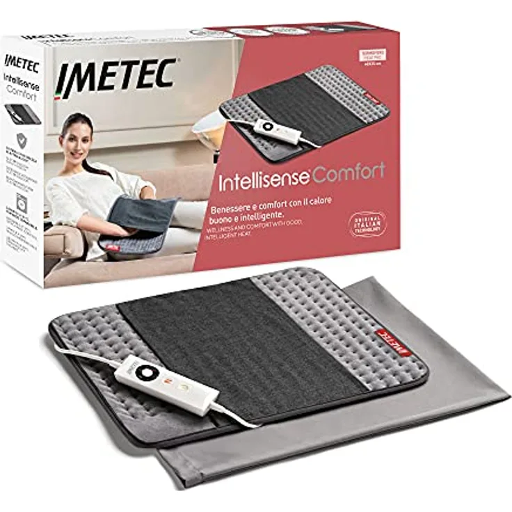 Imetec Intellisense Comfort, Mehrzweck-Heizkissen, ideal für Rücken und Bauch, Tasche für die Hände, schnelles Erhitzen, hypoallergener Stoff, 5 Temperaturen, Elektro-Block-Sicherheitssystem, waschbar