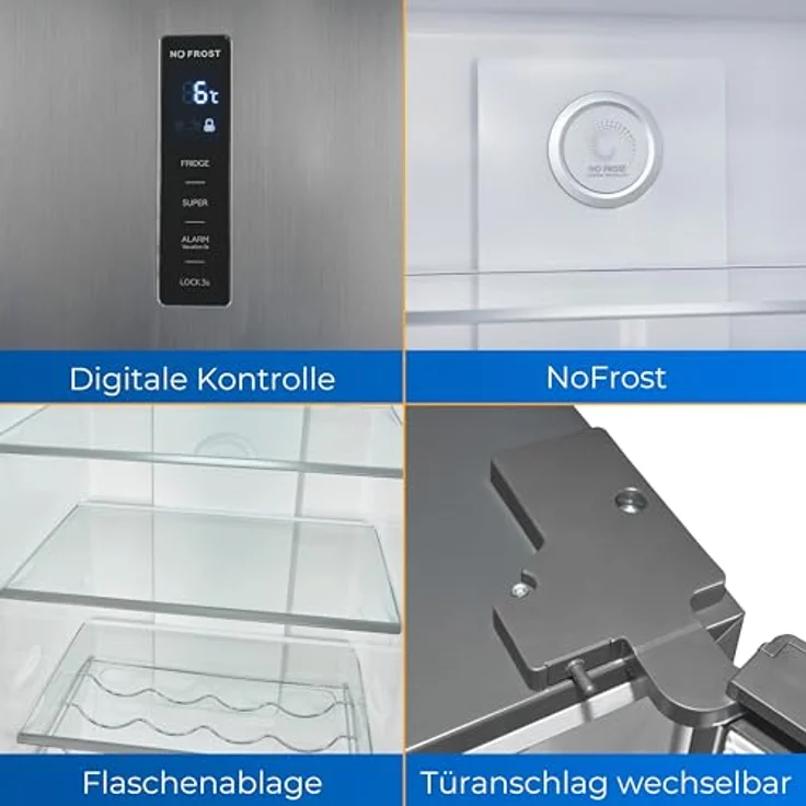 Exquisit Vollraumkühlschrank KS360-V-HE-040D inoxlook | Kühlschrank ohne Gefrierfach freistehend 359 L Volumen | NoFrost | Vollraumkühlschrank ohne Gefrierfach – Bild 3