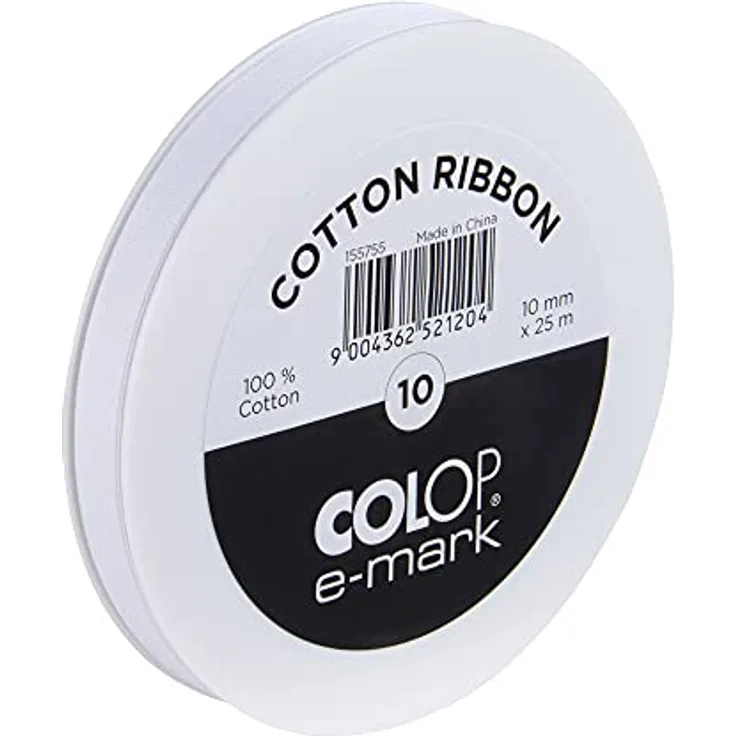 COLOP e-mark Baumwollband weiß Geschenkband 10 mm x 25 m zur Bedruckung mit allen e-mark Modellen - Preisvergleich
