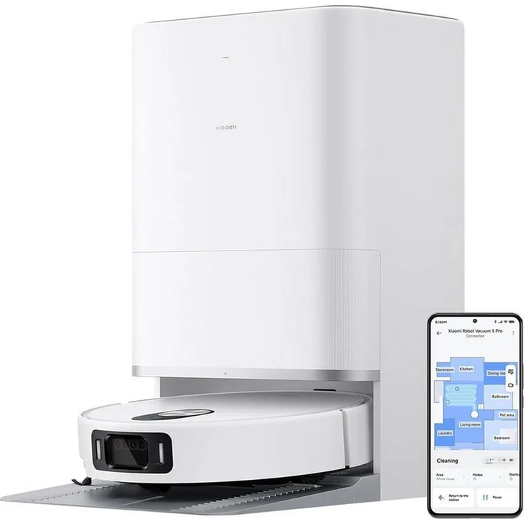 Xiaomi Saugroboter Robot Vacuum 5 Pro, 20.000Pa Saugkraft, AI-Ausweichfunktion, mit Beutel, Schwarz