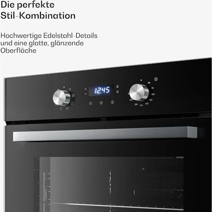 Klarstein Verosteel Einbaubackofen 60 cm, 67 L Elektrobackofen mit 8 Garstufen, Energieklasse A, Edelstahl & Glas, Timer, Backblech – Bild 5