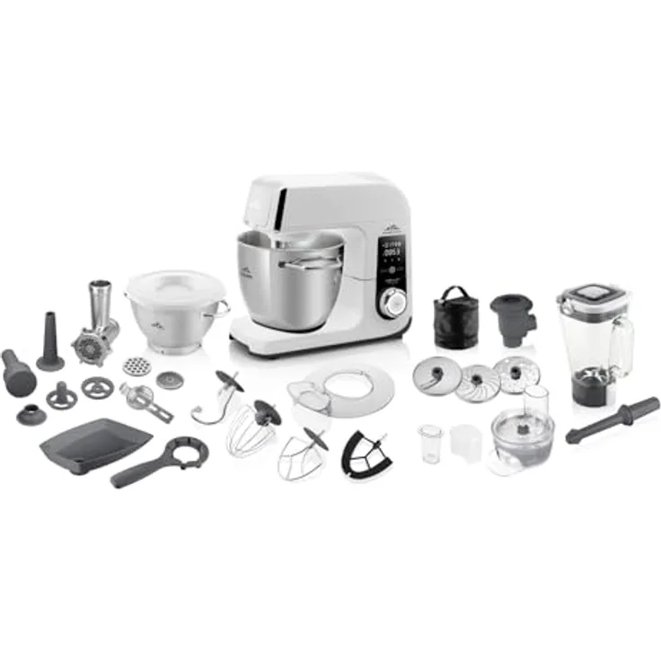 ETA Gratus Kuliner II Origin Küchenmaschine I Vollmetall I 12 Geschwindigkeiten I 6.7 l und 3.5 l Edelstahl Schüssel I 1700 W I Kneten, Mischen, Mixen, Schlagen, Reiben, Fleisch mahlen I LED-Display