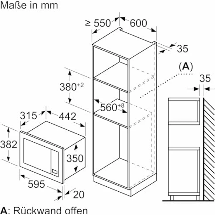 NEFF Einbau-Mikrowelle HLAWG26S3, Mikrowelle, 20 l, Schwarz, 800 W, Touch-Bedienung, LED-Display – Bild 4