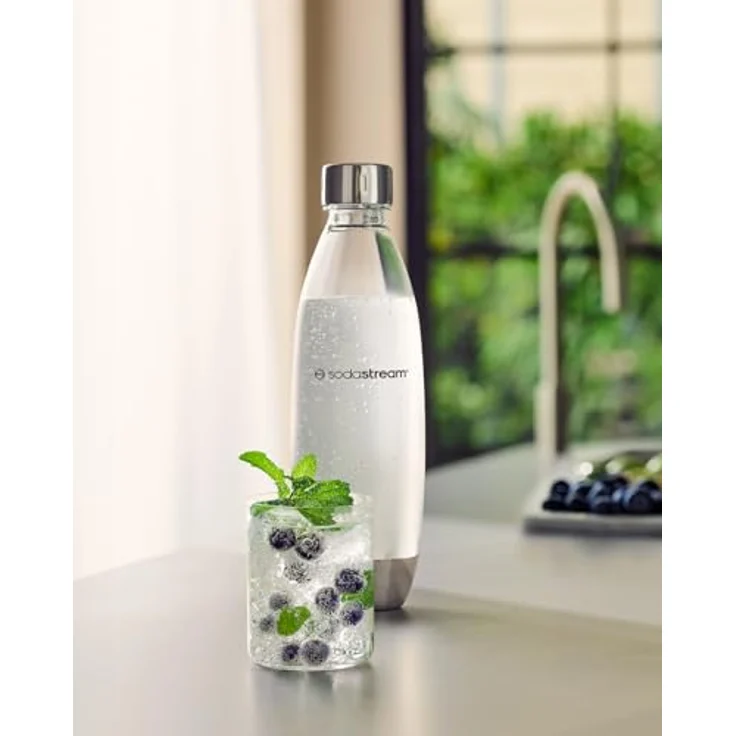 SodaStream Trinkflasche Kunststoff 1 L Fuse DWS Metal, spülmaschinengeeignet mit Edelstahl-Elementen, passend für SodaStream DUO und weitere Modelle – Bild 2