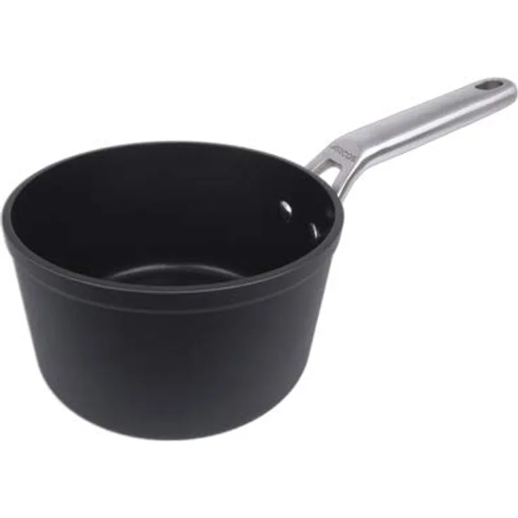 Arcos Serie Samoa | Antihaft-Kochtopf | Geschmiedetes Aluminium | Geeignet für jede Küche | Kalteffekt-Edelstahlgriff | Energiesparsystem | Spülmaschinenfest | Farbe Schwarz (16 cm / 1,5L)