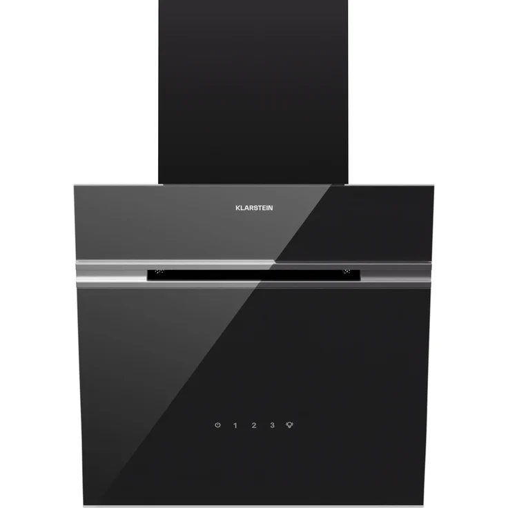 Klarstein Alina Dunstabzugshaube - 570 m³/h Kopffreihaube, Touch Control, LED-Beleuchtung, Energieeffizienz A, 54 dB, Schwarz, inkl. Aktivkohlefilter für Abluft & Umluft