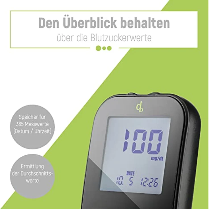 adia Diabetes-Starter-Set inkl. Blutzuckermessgerät (mg/dl) mit 110 Blutzuckerteststreifen, Stechhilfe und Lanzetten – Einfache Selbstkontrolle bei Diabetes – Bild 5
