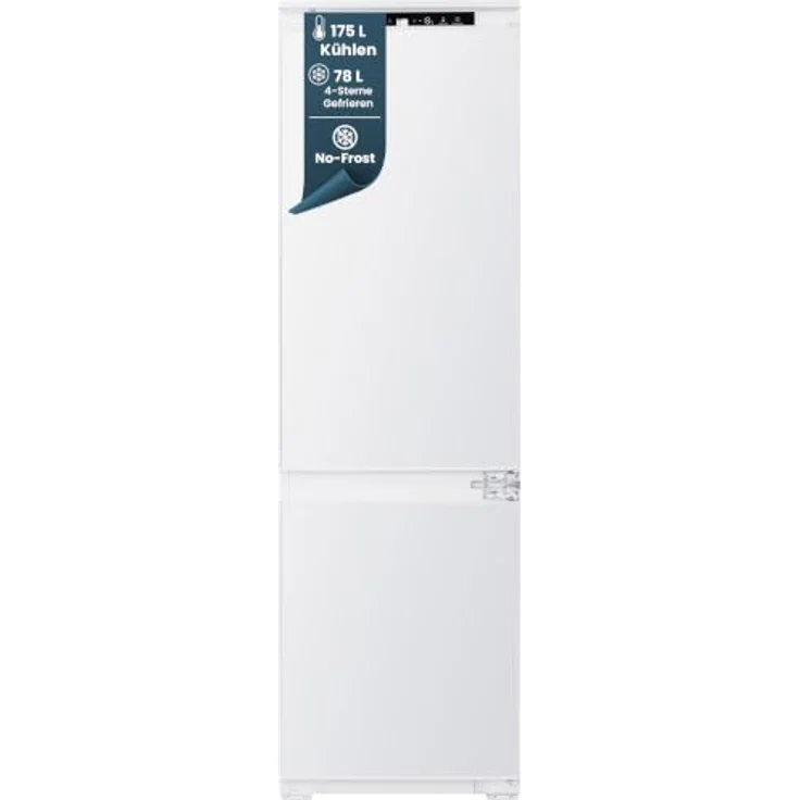 homeX CFBN2531E Einbaukühlschrank mit Gefrierfach, No Frost, 178 cm hoch, 253 l, 37 dB, weiße Front – Bild 1