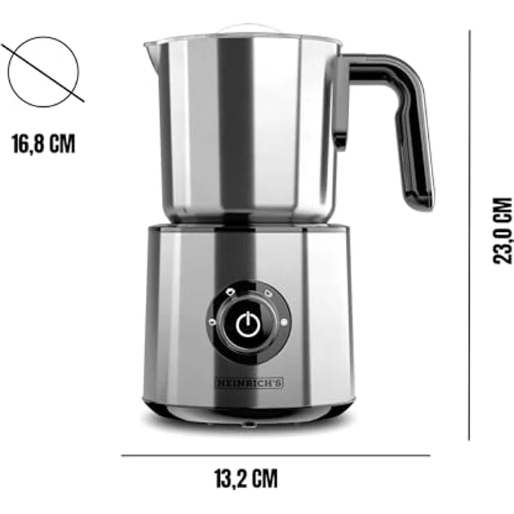 Heinrich's Elektrischer 4in1 Milchaufschäumer, 250ml, Edelstahl, 600W, 360° drehbare Basis, kalter/warmer Milchschaum, Milchaufwärmfunktion, perfekt für Barista-Milchschaum – Bild 2
