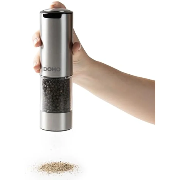 DOMO DO3102 Pfeffer- und Salzstreuer Edelstahl, LED-Beleuchtung, wiederaufladbar, 95 ml mit Keramikmahlwerk – Bild 5