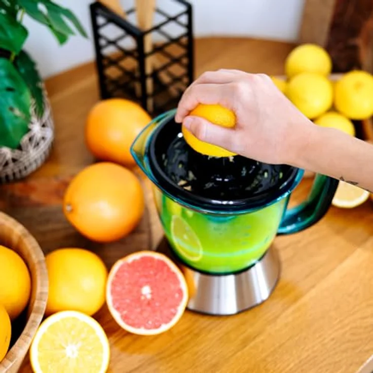 Cecotec Exprimidor Zitrus Easy White V, Zitruspresse mit 1 Liter Saftbehälter, Schwarz/Blau/Silber, spülmaschinenfest – Bild 7
