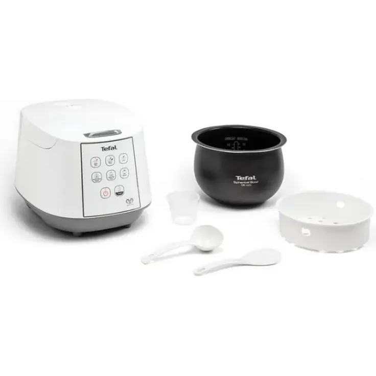 Tefal RK7321F1, 1,8 l Reiskocher mit 750 W, Fuzzy Logic Technologie und 8 Kochprogrammen, weiß