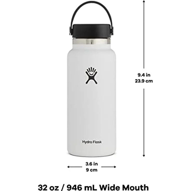 HYDRO FLASK - Trinkflasche 946ml (32oz) - Isolierte Wasserflasche aus Edelstahl - Sportflasche mit auslaufsicherem Flex Cap-Deckel & Gurt - Thermoflasche Spülmaschinenfest - Weite Öffnung - Dew – Bild 4