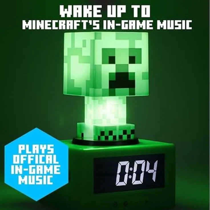 Paladone Minecraft Creeper Wecker, digitaler Wecker mit Nachtlicht und Musik, 16 cm, batteriebetrieben, offiziell lizenziertes Gaming-Zubehör – Bild 5