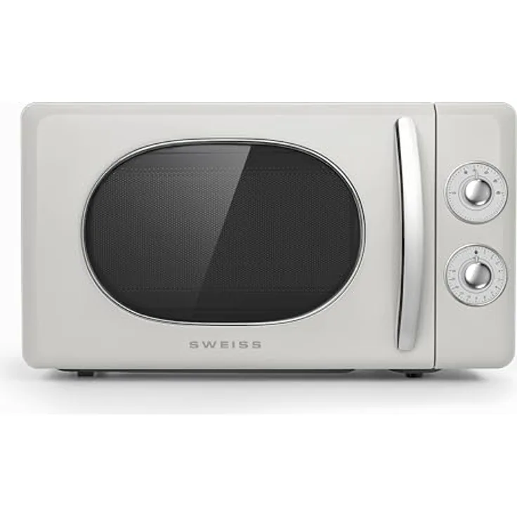 SWEISS Vintage Mikrowellenofen MOVI8, 20L Beige, 700W, 6 Leistungsstufen, Auftaufunktion, drehendes Plateau 24,5 cm, Timer bis 30 Minuten