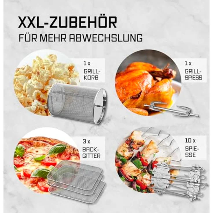 GOURMETmaxx Heißluftfritteuse Heißluftofen 1800 W, 12 Programme, 12,5 l, Panoramadach & Frontfenster, Fettauffangschale – Bild 4