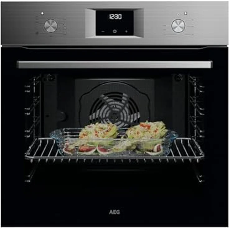 AEG NBU5A20SM SurroundCook® Backofen Edelstahl, 8 Backofenfunktionen, 60 cm Breite, Aqua-Reinigungsfunktion, MaxiKlasse, Multilevel Cooking, Pizzastufe – Bild 1