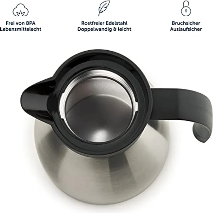 Blumtal Thermokanne Carla, 2 L, Rot, Metall, Ausgießen per Knopfdruck, BPA-frei, für Kaffee & Tee – Bild 6