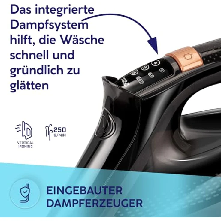 MPM Dampfbügeleisen 3500W, Bügeleisen mit LCD Display, Vertikaldampf 60g/min, Keramiksohle, 450 ml Wassertank, Einsatzeit 35 Sekunden – Bild 3