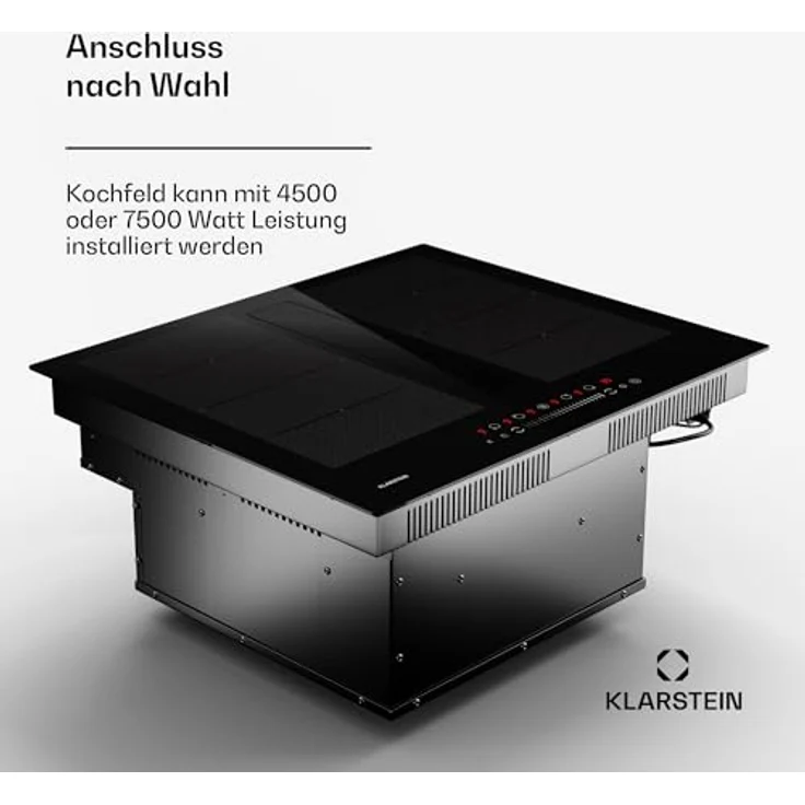 Klarstein Chef-Fusion DownAir System, Induktions-Kochfeld mit Dunstabzugshaube, 4 Zonen Touch, schwarz – Bild 6