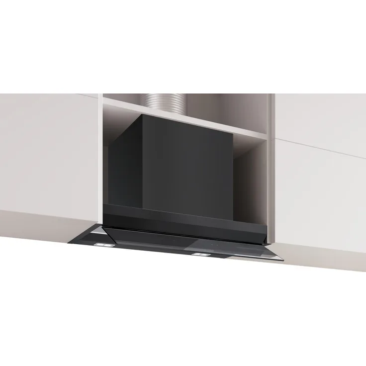 Bosch Serie 6 DBB67DP60, Integrierte Designhaube mit Eco Silence Drive, 60 cm, Klarglas schwarz bedruckt, Mattschwarz, Home Connect Funktionen