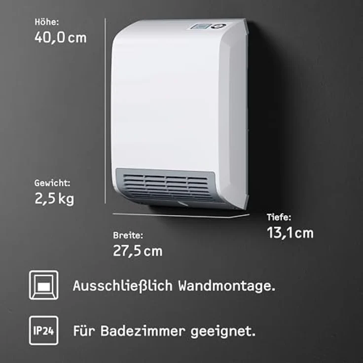 STIEBEL ELTRON elektronisch geregelter Schnellheizer CK 20 Trend, 2 kW, LC-Display, Wochentimer, Offene-Fenster-Erkennung, 236653, Heizlüfter – Bild 5