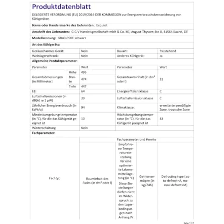Exquisit Mini-Gefrierschrank GB40-050C, 31 Liter, 4-Sterne-Gefrierfach, Energieklasse C, kompakt, schwarz – Bild 9
