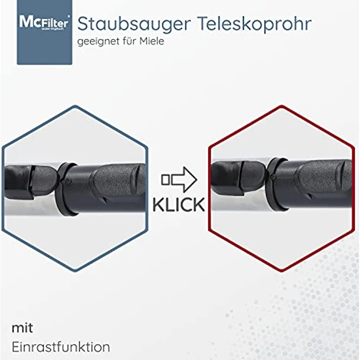 McFilter | Teleskoprohr geeignet für Miele Compact, Complete C2 Staubsauger Serie, Staubsaugerrohr mit Anschlussdurchmesser 35mm, ca. 61-103 cm mit Klickfunktion – Bild 3