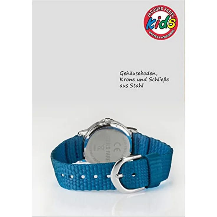 Jacques Farel Quarzuhr KCF 078, Kinderuhr mit Lernzifferblatt, Textilband blau – Bild 5