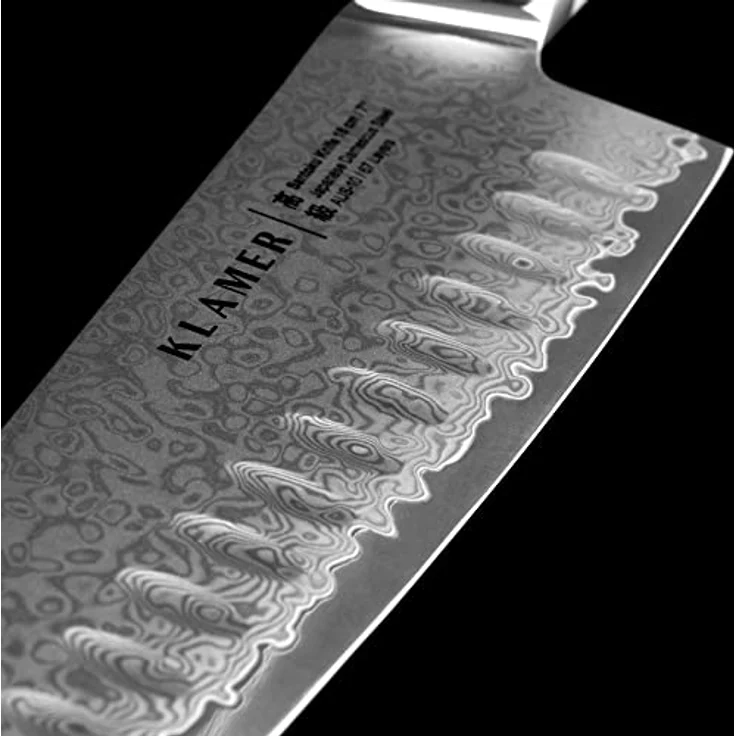 KLAMER Premium Santoku Damastmesser echter japanischer Stahl 18 cm Kochmesser – Bild 2