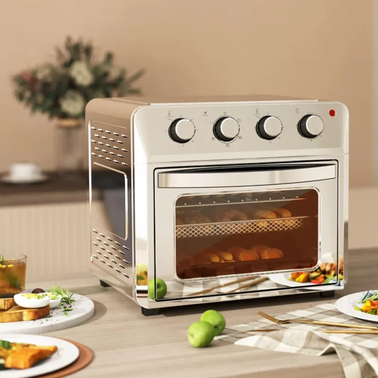 Xdovet Minibackofen 24L, Heißluftfritteuse mit Umluft, 6 Heizmodi, Energieeffizient, Silber