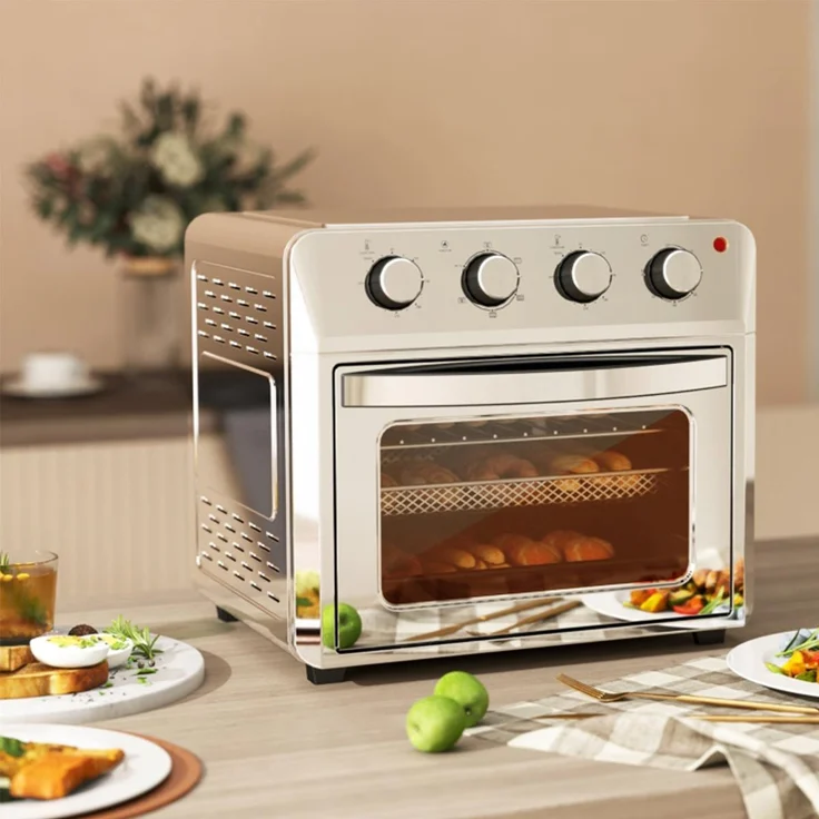 Xdovet Minibackofen 24L, Heißluftfritteuse mit Umluft, 6 Heizmodi, Energieeffizient, Silber