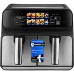 ProfiCook® Heißluftfritteuse 2 Kammern | 8L Heißluftfritteuse Doppelkammer | kein Öl oder Fett | Air Fryer m. Color-Display | Doppel Heißluftfritteuse 2200 Watt | Heißluftfritteuse XXL | PC-FR 1287 H