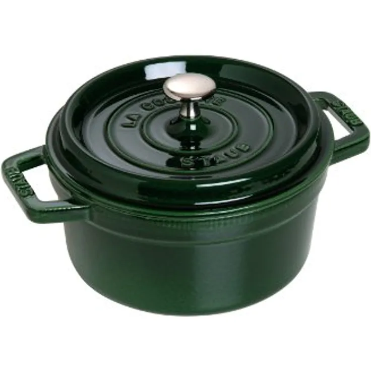 STAUB 1102085 Cocotte, 20 cm rund, Bräter aus Gusseisen, grün - Emailliertes Gusseisen, spülmaschinengeeignet, für alle Herdarten geeignet
