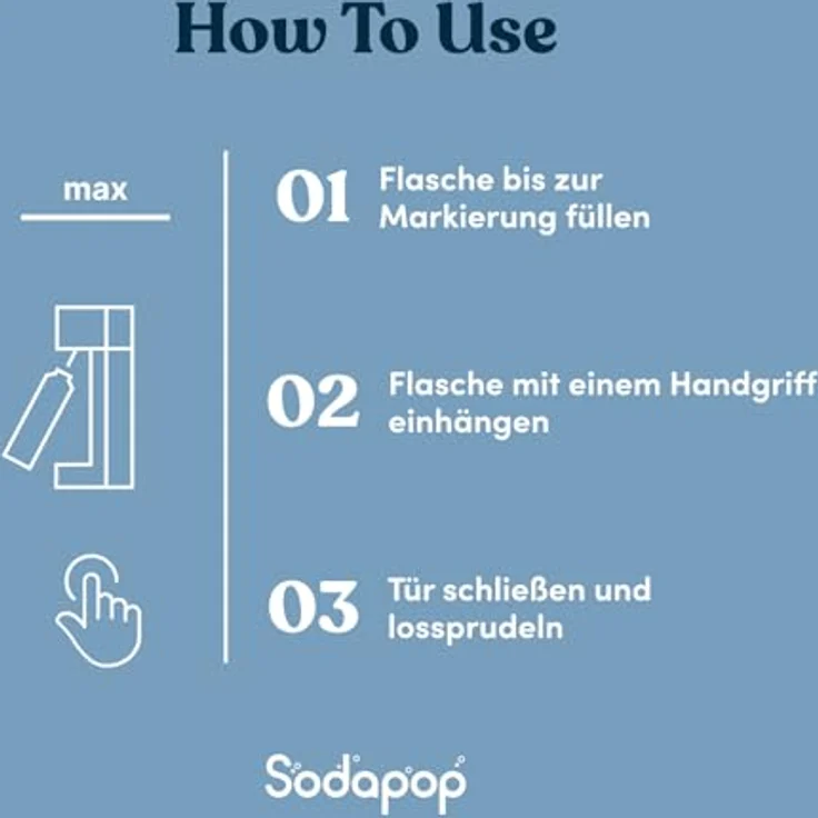 SODAPOP Wassersprudler Logan, Sprudler-Set mit Glasflasche, PET-Flasche, Edelstahlflasche & CO2-Zylinder – Bild 6