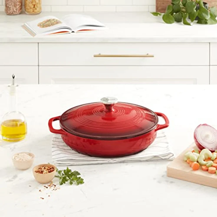 Lodge 3.41 Liter/3,6 Quart Gusseisen/Porzellan Emaille Auflaufform, Rot – Bild 7