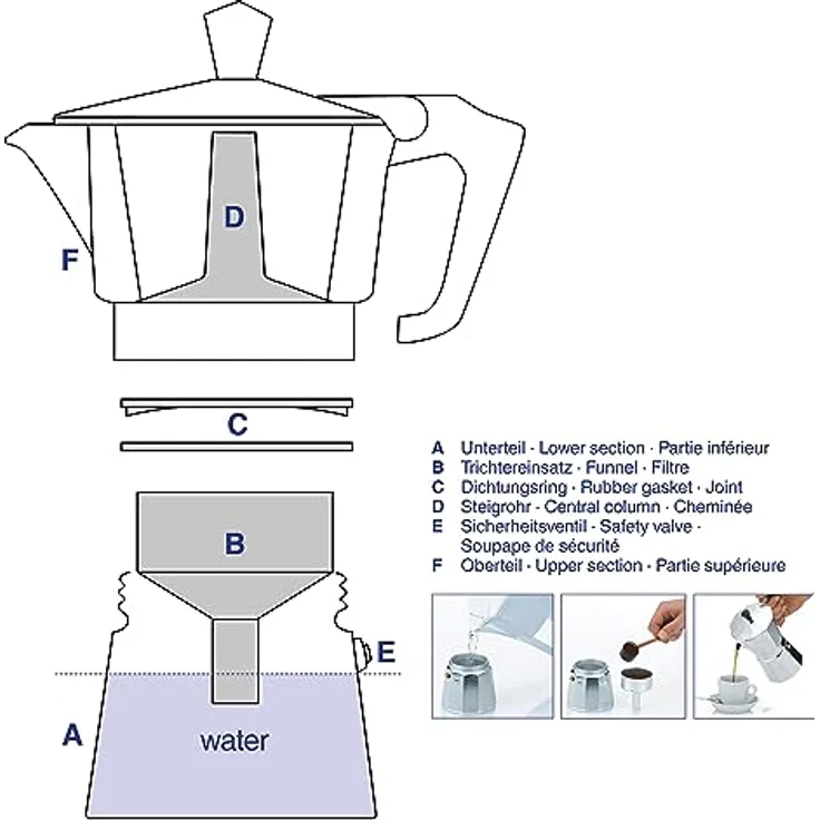 Kela 10590 Espressokocher, Für 3 Tassen, Aluminium, Italia – Bild 5