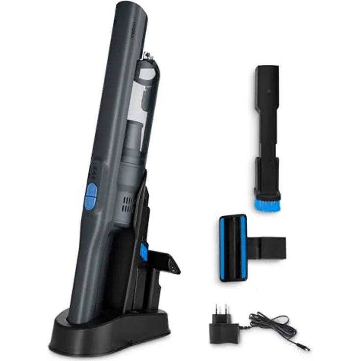 MEDION Handstaubsauger MD12057, kabellos mit HEPA-13 Filter und 20 kPA Saugleistung, grau