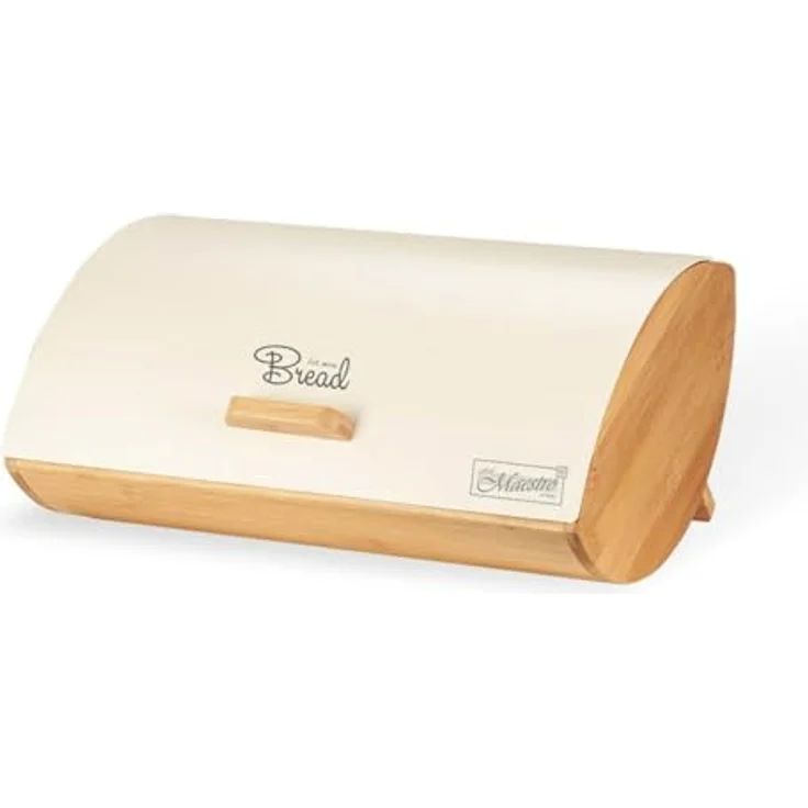 Feel Maestro Brotkasten MR-1775-IVORY, Elfenbein Holz Metall Bambus, 25 x 13,3 x 36,5 cm